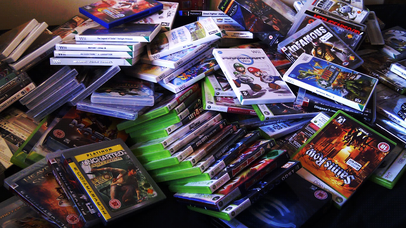 pile of video games