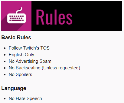 Rules twitch chat Twitch