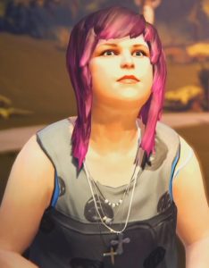Alyssa from Life is Strange. A heavier teenager with bright pink hair.