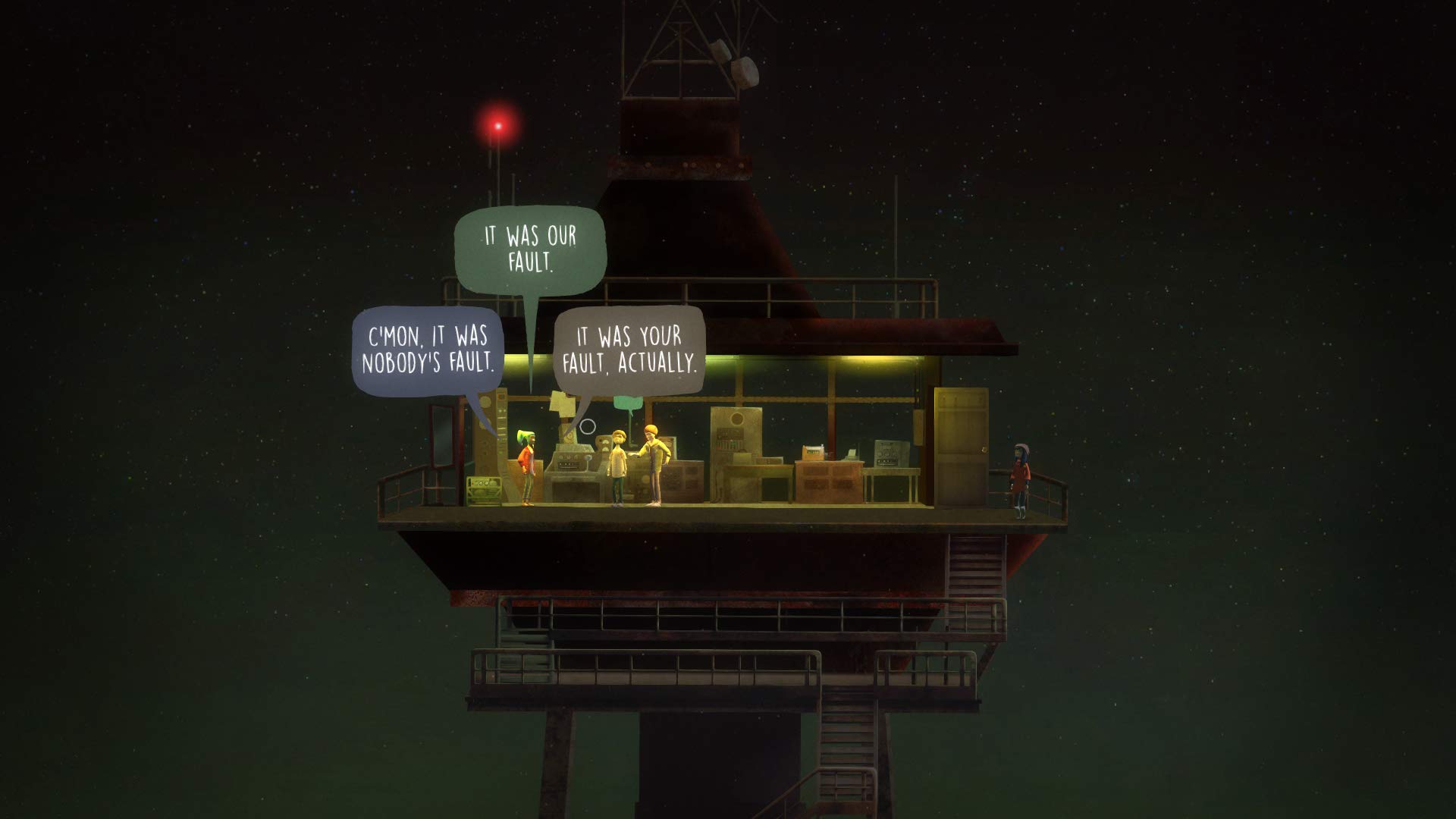 Oxenfree allows the player to explore the characters' grief.