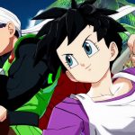 Image of Videl and the Great Saiyaman (a.k.a. Gohan) from “Dragon Ball FighterZ.” They look ready to fight. Videl is a young woman with short dark hair, wearing a white tank top over a purple shirt, black shorts, and fingerless gloves. The Great Saiyaman is a young man that looks like a superhero, with clothing like a red cape, green tunic, and dark sunglasses.