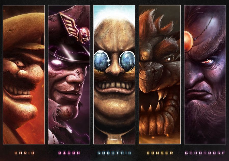 Several villains from video games, side by side.